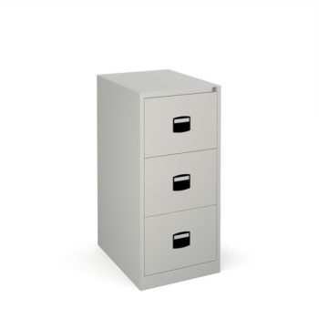 Steel 3 drawer contract filing cabinet 1016mm high goose grey - DCF3G