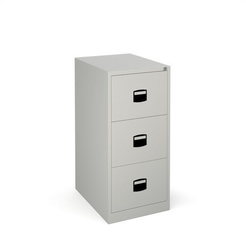 Steel 3 drawer contract filing cabinet 1016mm high goose grey - DCF3G