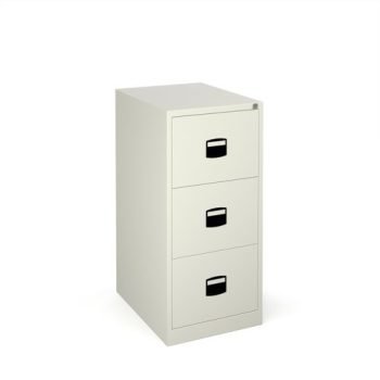 Steel 3 drawer contract filing cabinet 1016mm high white - DCF3WH