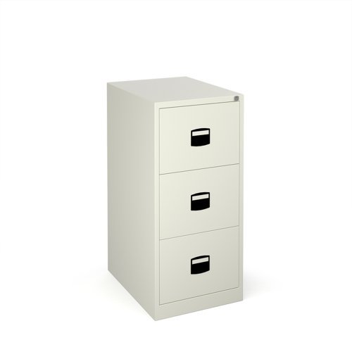 Steel 3 drawer contract filing cabinet 1016mm high white - DCF3WH