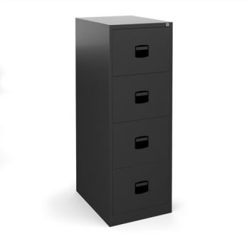 Steel 4 drawer contract filing cabinet 1321mm high black - DCF4K