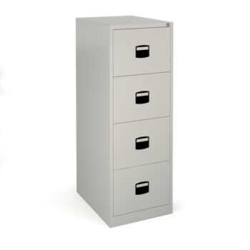 Steel 4 drawer contract filing cabinet 1321mm high goose grey - DCF4G