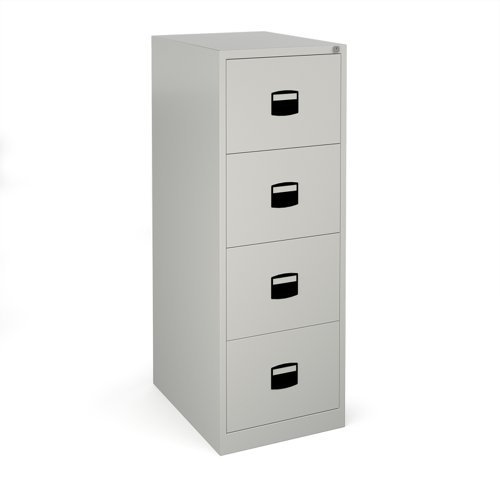 Steel 4 drawer contract filing cabinet 1321mm high goose grey - DCF4G