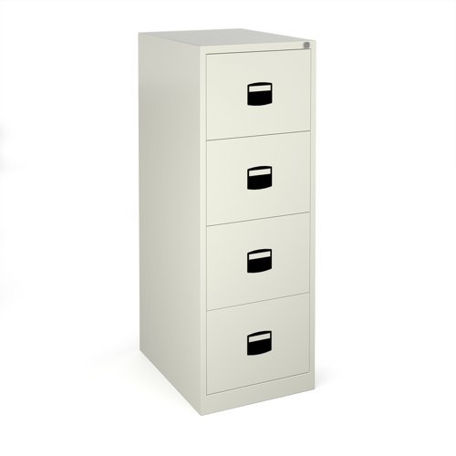 Steel 4 drawer contract filing cabinet 1321mm high white - DCF4WH
