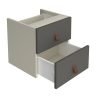 Storage unit insert drawers with leather pull handles grey - CSI-D-OG
