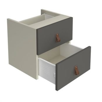 Storage unit insert drawers with leather pull handles grey - CSI-D-OG
