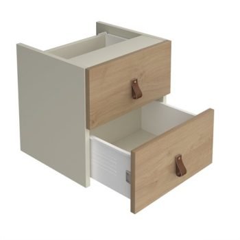 Storage unit insert drawers with leather pull handles oak - CSI-D-KO