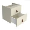 Storage unit insert drawers with leather pull handles white - CSI-D-WH