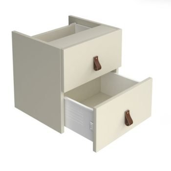 Storage unit insert drawers with leather pull handles white - CSI-D-WH