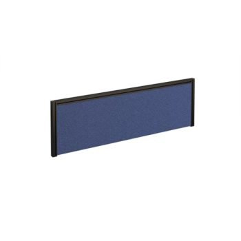Straight fabric desktop screen 1200mm x 380mm blue fabric with black aluminium frame - A1200-K-B