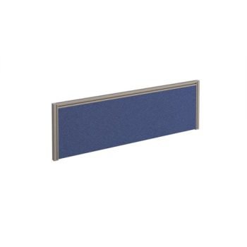 Straight fabric desktop screen 1200mm x 380mm blue fabric with silver aluminium frame - A1200-S-B