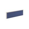Straight fabric desktop screen 1200mm x 380mm blue fabric with white aluminium frame - A1200-WH-B