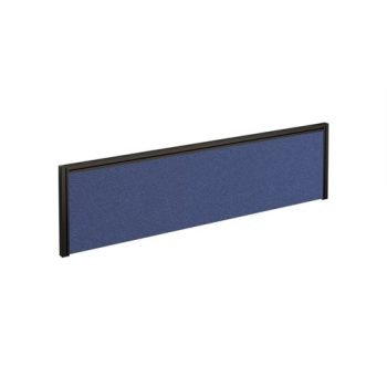 Straight fabric desktop screen 1400mm x 380mm blue fabric with black aluminium frame - A1400-K-B