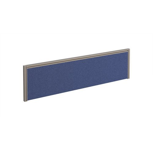 Straight fabric desktop screen 1400mm x 380mm blue fabric with silver aluminium frame - A1400-S-B