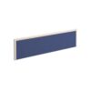 Straight fabric desktop screen 1400mm x 380mm blue fabric with white aluminium frame - A1400-WH-B