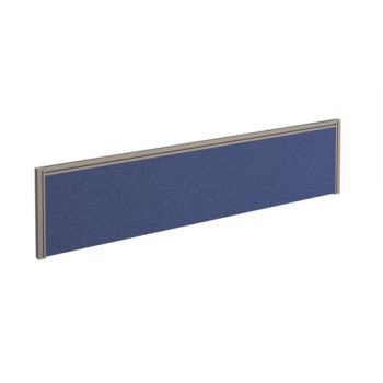 Straight fabric desktop screen 1600mm x 380mm blue fabric with silver aluminium frame - A1600-S-B