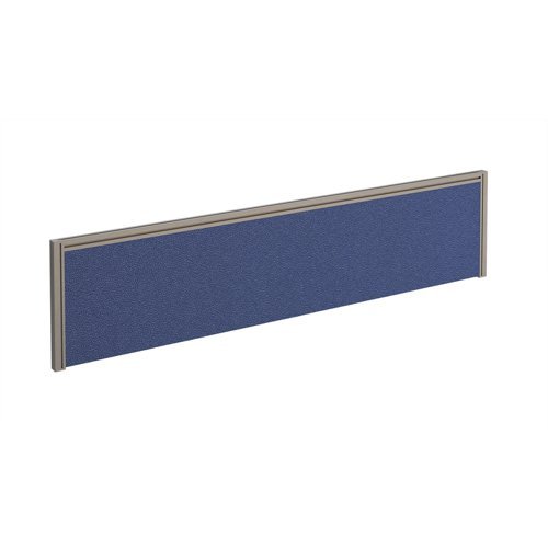 Straight fabric desktop screen 1600mm x 380mm blue fabric with silver aluminium frame - A1600-S-B