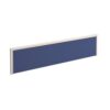 Straight fabric desktop screen 1600mm x 380mm blue fabric with white aluminium frame - A1600-WH-B