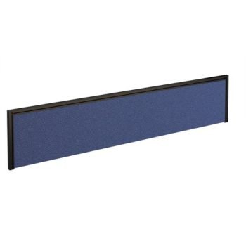 Straight fabric desktop screen 1800mm x 380mm blue fabric with black aluminium frame - A1800-K-B