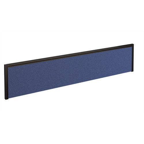 Straight fabric desktop screen 1800mm x 380mm blue fabric with black aluminium frame - A1800-K-B