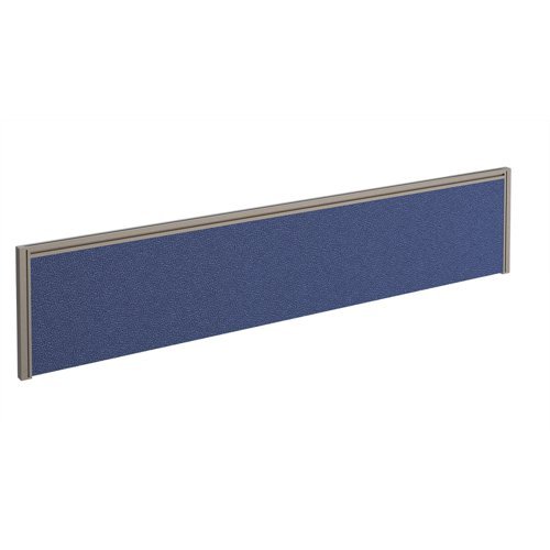 Straight fabric desktop screen 1800mm x 380mm blue fabric with silver aluminium frame - A1800-S-B