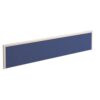 Straight fabric desktop screen 1800mm x 380mm blue fabric with white aluminium frame - A1800-WH-B