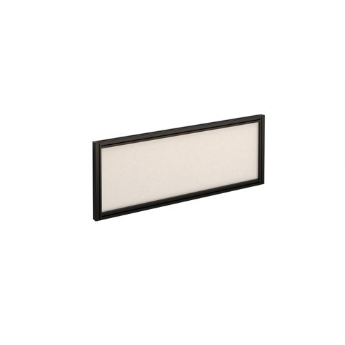 Straight glazed desktop screen 1000mm x 380mm polar white with black aluminium frame - AG1000-K-W