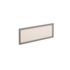 Straight glazed desktop screen 1000mm x 380mm polar white with silver aluminium frame - AG1000-S-W