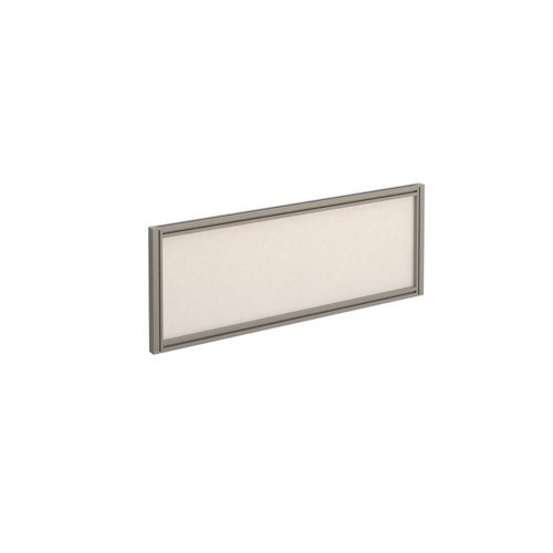 Straight glazed desktop screen 1000mm x 380mm polar white with silver aluminium frame - AG1000-S-W