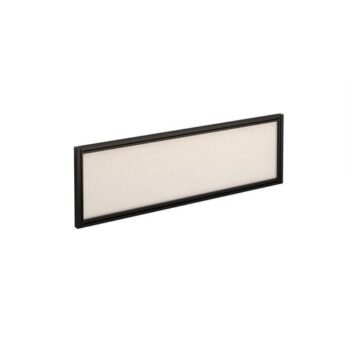 Straight glazed desktop screen 1200mm x 380mm polar white with black aluminium frame - AG1200-K-W