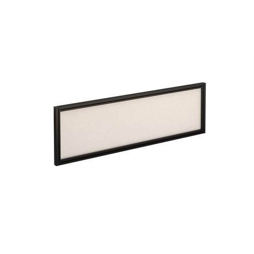 Straight glazed desktop screen 1200mm x 380mm polar white with black aluminium frame - AG1200-K-W
