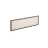 Straight glazed desktop screen 1200mm x 380mm polar white with silver aluminium frame - AG1200-S-W