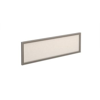 Straight glazed desktop screen 1200mm x 380mm polar white with silver aluminium frame - AG1200-S-W