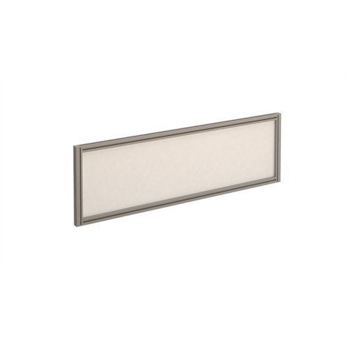 Straight glazed desktop screen 1200mm x 380mm polar white with silver aluminium frame - AG1200-S-W