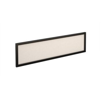 Straight glazed desktop screen 1400mm x 380mm polar white with black aluminium frame - AG1400-K-W