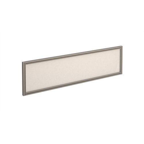 Straight glazed desktop screen 1400mm x 380mm polar white with silver aluminium frame - AG1400-S-W