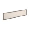 Straight glazed desktop screen 1600mm x 380mm polar white with silver aluminium frame - AG1600-S-W