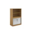 Systems combination unit with tambour doors and open top 1600mm high with 2 shelves oak - TO16O