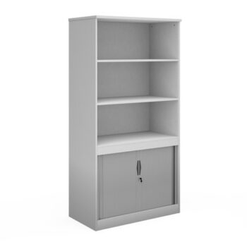 Systems combination unit with tambour doors and open top 2000mm high with 2 shelves white - TO20WH