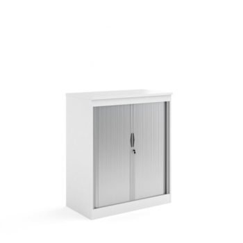 Systems horizontal tambour door cupboard 1200mm high white - ST12WH