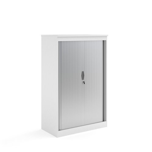 Systems horizontal tambour door cupboard 1600mm high white - ST16WH