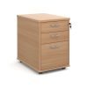 Tall mobile 3 drawer pedestal with silver handles 600mm deep beech - TMPB