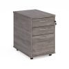 Tall mobile 3 drawer pedestal with silver handles 600mm deep grey oak - TMPGO