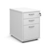 Tall mobile 3 drawer pedestal with silver handles 600mm deep white - TMPWH
