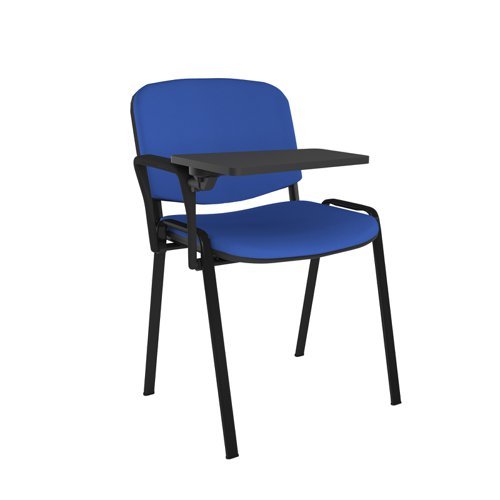 Taurus meeting room chair with black frame and writing tablet blue - TAU40004-B
