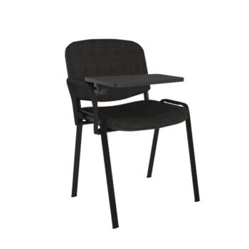 Taurus meeting room chair with black frame and writing tablet charcoal - TAU40004-C