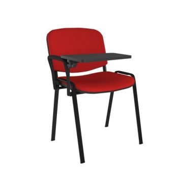 Taurus meeting room chair with black frame and writing tablet red - TAU40004-R