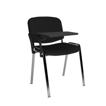Taurus meeting room chair with chrome frame and writing tablet black - TAU40007-K