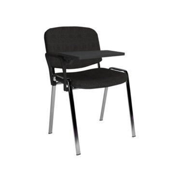 Taurus meeting room chair with chrome frame and writing tablet charcoal - TAU40007-C