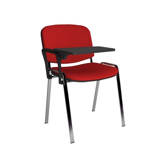 Taurus meeting room chair with chrome frame and writing tablet red - TAU40007-R